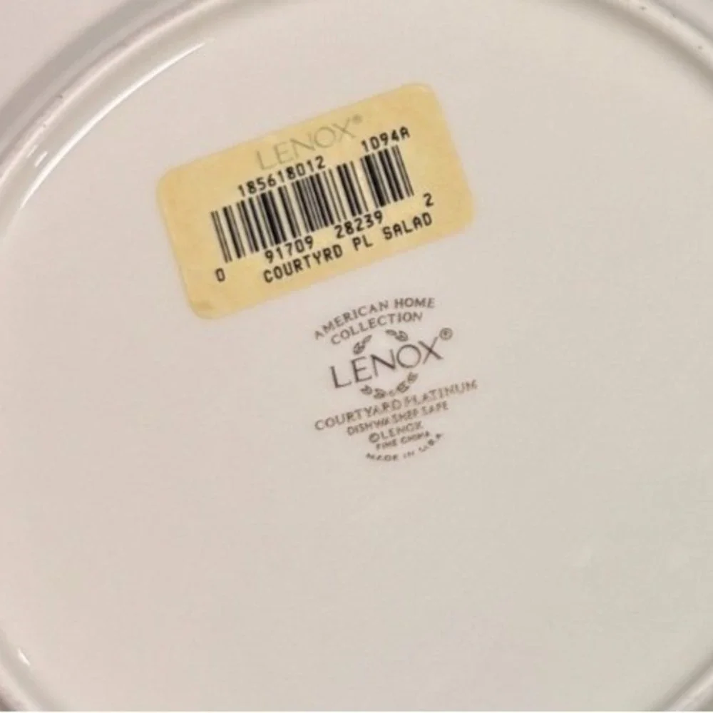 Lenox Courtyard Platinum 5 Piece Place Setting Ivory Fine Bone China Vintage